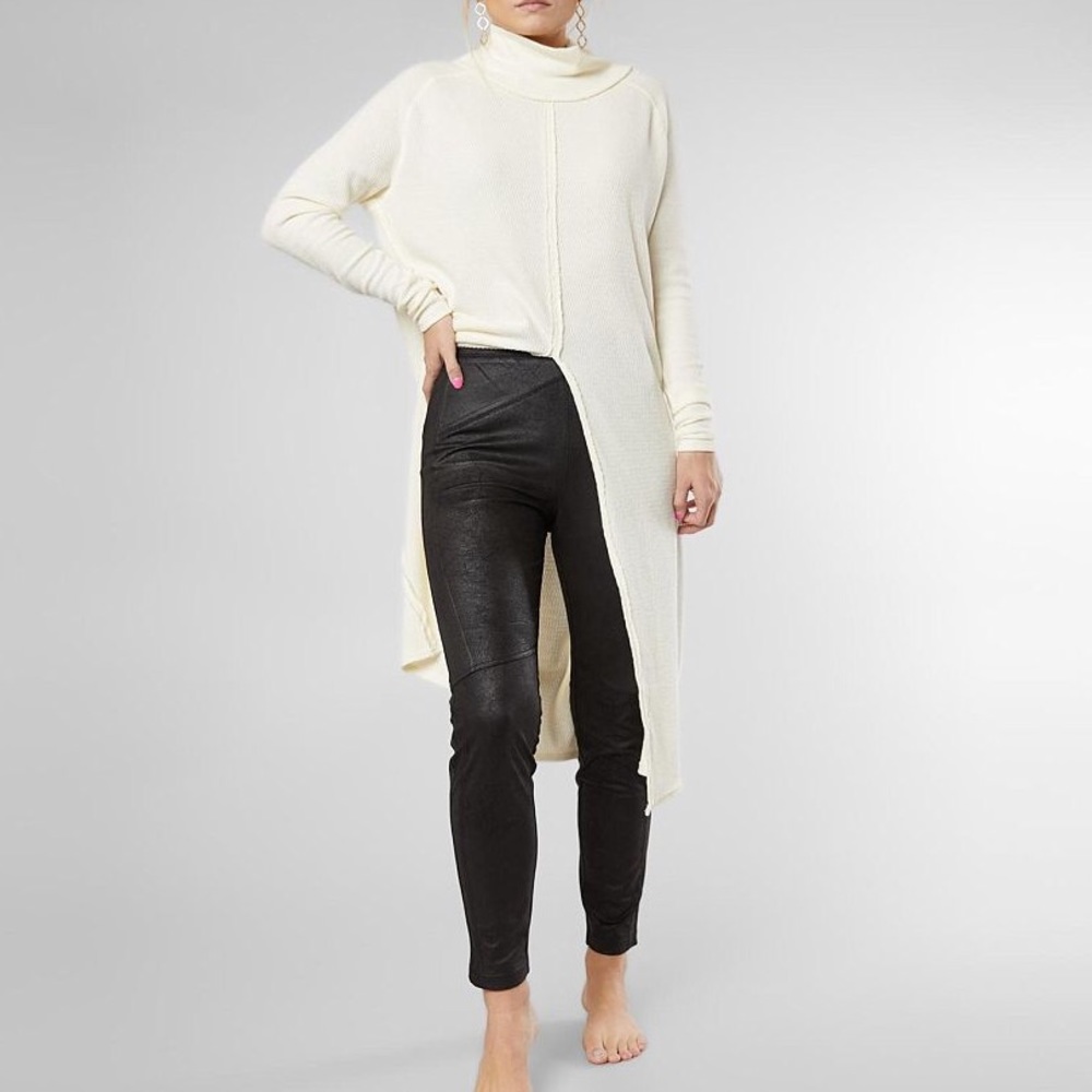 Free People Black Vegan Suede Skinny Pants NWT